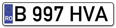 Placuta inmatriculare numar auto  B-997-HVA, B 997 HVA, B997HVA