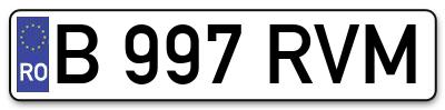 Placuta inmatriculare numar auto  B-997-RVM, B 997 RVM, B997RVM