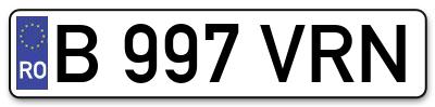 Placuta inmatriculare numar auto  B-997-VRN, B 997 VRN, B997VRN