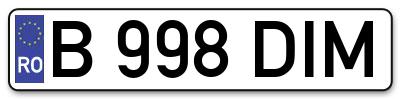 Placuta inmatriculare numar auto  B-998-DIM, B 998 DIM, B998DIM