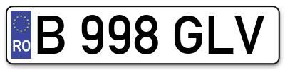 Placuta inmatriculare numar auto  B-998-GLV, B 998 GLV, B998GLV