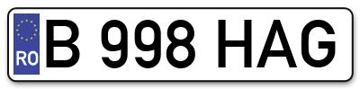 Placuta inmatriculare numar auto  B-998-HAG, B 998 HAG, B998HAG
