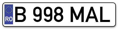 Placuta inmatriculare numar auto  B-998-MAL, B 998 MAL, B998MAL