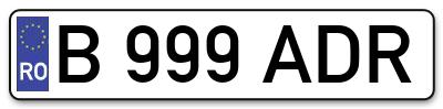 Placuta inmatriculare numar auto  B-999-ADR, B 999 ADR, B999ADR
