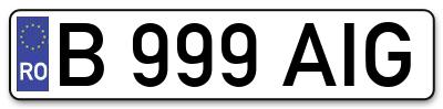 Placuta inmatriculare numar auto  B-999-AIG, B 999 AIG, B999AIG