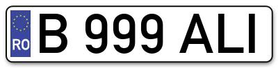 Placuta inmatriculare numar auto  B-999-ALI, B 999 ALI, B999ALI