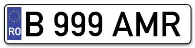 Placuta inmatriculare numar auto  B-999-AMR, B 999 AMR, B999AMR