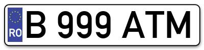 Placuta inmatriculare numar auto  B-999-ATM, B 999 ATM, B999ATM