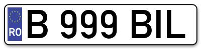 Placuta inmatriculare numar auto  B-999-BIL, B 999 BIL, B999BIL
