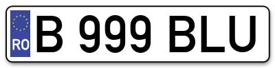 Placuta inmatriculare numar auto  B-999-BLU, B 999 BLU, B999BLU