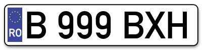 Placuta inmatriculare numar auto  B-999-BXH, B 999 BXH, B999BXH