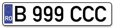 Placuta inmatriculare numar auto  B-999-CCC, B 999 CCC, B999CCC