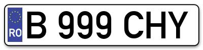 Placuta inmatriculare numar auto  B-999-CHY, B 999 CHY, B999CHY
