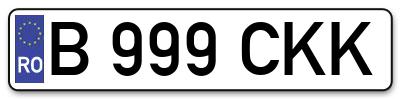 Placuta inmatriculare numar auto  B-999-CKK, B 999 CKK, B999CKK