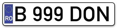 Placuta inmatriculare numar auto  B-999-DON, B 999 DON, B999DON