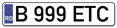 Placuta inmatriculare numar auto  B-999-ETC, B 999 ETC, B999ETC
