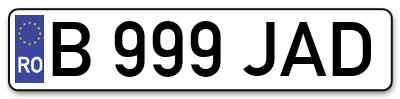 Placuta inmatriculare numar auto  B-999-JAD, B 999 JAD, B999JAD