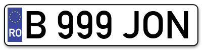 Placuta inmatriculare numar auto  B-999-JON, B 999 JON, B999JON