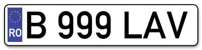 Placuta inmatriculare numar auto  B-999-LAV, B 999 LAV, B999LAV