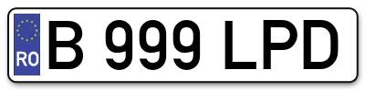 Placuta inmatriculare numar auto  B-999-LPD, B 999 LPD, B999LPD