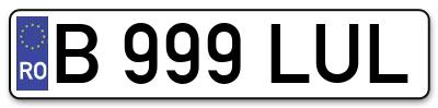 Placuta inmatriculare numar auto  B-999-LUL, B 999 LUL, B999LUL