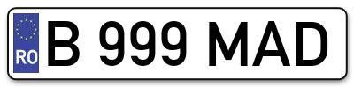 Placuta inmatriculare numar auto  B-999-MAD, B 999 MAD, B999MAD