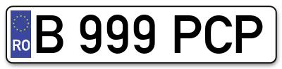 Placuta inmatriculare numar auto  B-999-PCP, B 999 PCP, B999PCP