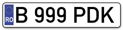 Placuta inmatriculare numar auto  B-999-PDK, B 999 PDK, B999PDK