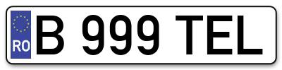 Placuta inmatriculare numar auto  B-999-TEL, B 999 TEL, B999TEL