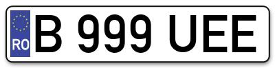 Placuta inmatriculare numar auto  B-999-UEE, B 999 UEE, B999UEE