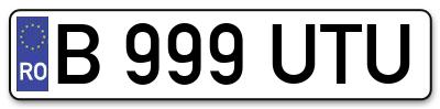 Placuta inmatriculare numar auto  B-999-UTU, B 999 UTU, B999UTU