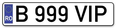 Placuta inmatriculare numar auto  B-999-VIP, B 999 VIP, B999VIP