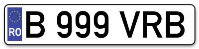 Placuta inmatriculare numar auto  B-999-VRB, B 999 VRB, B999VRB