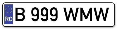 Placuta inmatriculare numar auto  B-999-WMW, B 999 WMW, B999WMW