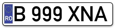 Placuta inmatriculare numar auto  B-999-XNA, B 999 XNA, B999XNA