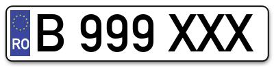 Placuta inmatriculare numar auto  B-999-XXX, B 999 XXX, B999XXX