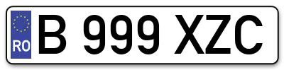Placuta inmatriculare numar auto  B-999-XZC, B 999 XZC, B999XZC