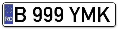 Placuta inmatriculare numar auto  B-999-YMK, B 999 YMK, B999YMK