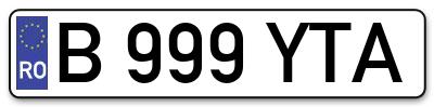 Placuta inmatriculare numar auto  B-999-YTA, B 999 YTA, B999YTA