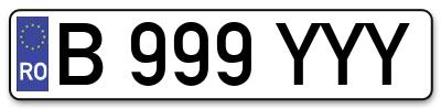 Placuta inmatriculare numar auto  B-999-YYY, B 999 YYY, B999YYY