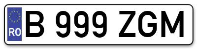 Placuta inmatriculare numar auto  B-999-ZGM, B 999 ZGM, B999ZGM