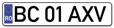Placuta inmatriculare numar auto  BC-01-AXV, BC 01 AXV, BC01AXV