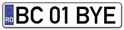 Placuta inmatriculare numar auto  BC-01-BYE, BC 01 BYE, BC01BYE