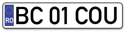 Placuta inmatriculare numar auto  BC-01-COU, BC 01 COU, BC01COU