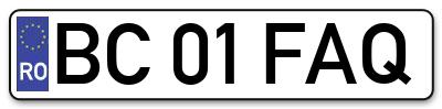 Placuta inmatriculare numar auto  BC-01-FAQ, BC 01 FAQ, BC01FAQ