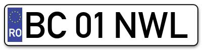Placuta inmatriculare numar auto  BC-01-NWL, BC 01 NWL, BC01NWL
