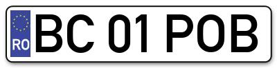 Placuta inmatriculare numar auto  BC-01-POB, BC 01 POB, BC01POB