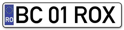 Placuta inmatriculare numar auto  BC-01-ROX, BC 01 ROX, BC01ROX