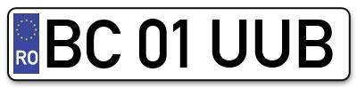 Placuta inmatriculare numar auto  BC-01-UUB, BC 01 UUB, BC01UUB