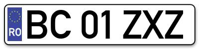 Placuta inmatriculare numar auto  BC-01-ZXZ, BC 01 ZXZ, BC01ZXZ